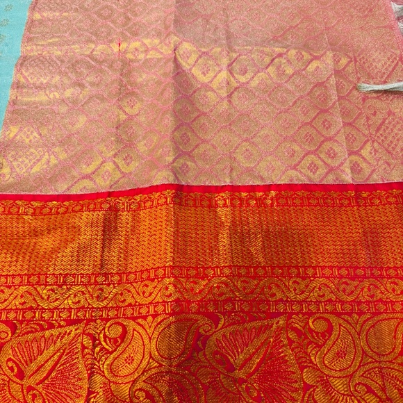 Kanchipuram Uppada saree sari in blue and pink  combination - Picture 4 of 6